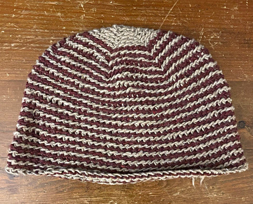 Striped knit wool beanie - wool,