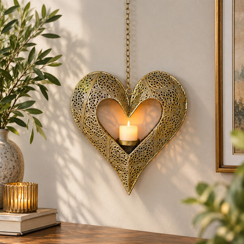 Gold moroccan heart wall - gold,
