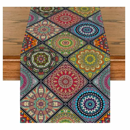 Moroccan pattern linen table - moroccan,