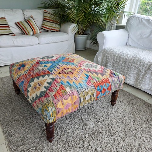 Large square vintage ottoman - square,