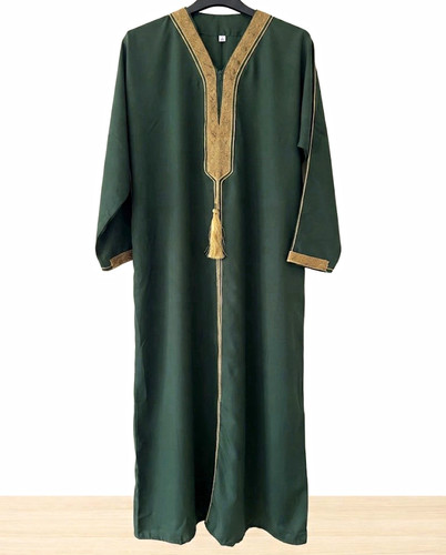 Green silk moroccan kaftan - silk,