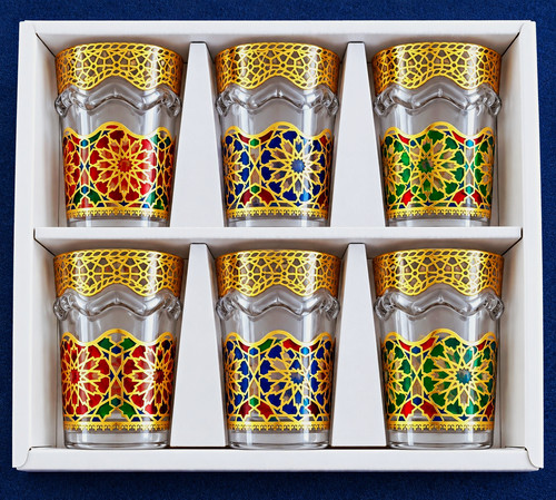 Moroccan tea glasses set 6 - glasses,