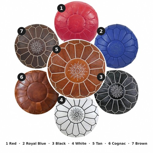 Moroccan leather pouf - pouf, ottoman